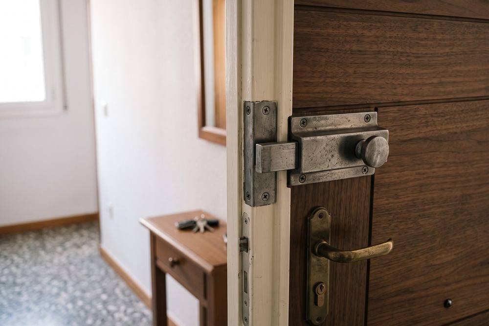 Cerrojo de seguridad en una puerta de vivienda